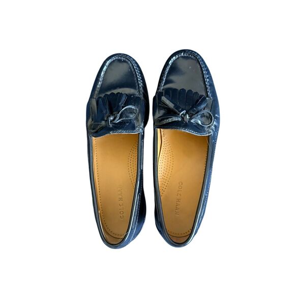 Cole Haan Mens Black Leather Tassel Kiltie Moc Toe Slip-On Loafer Shoes Size 9.5